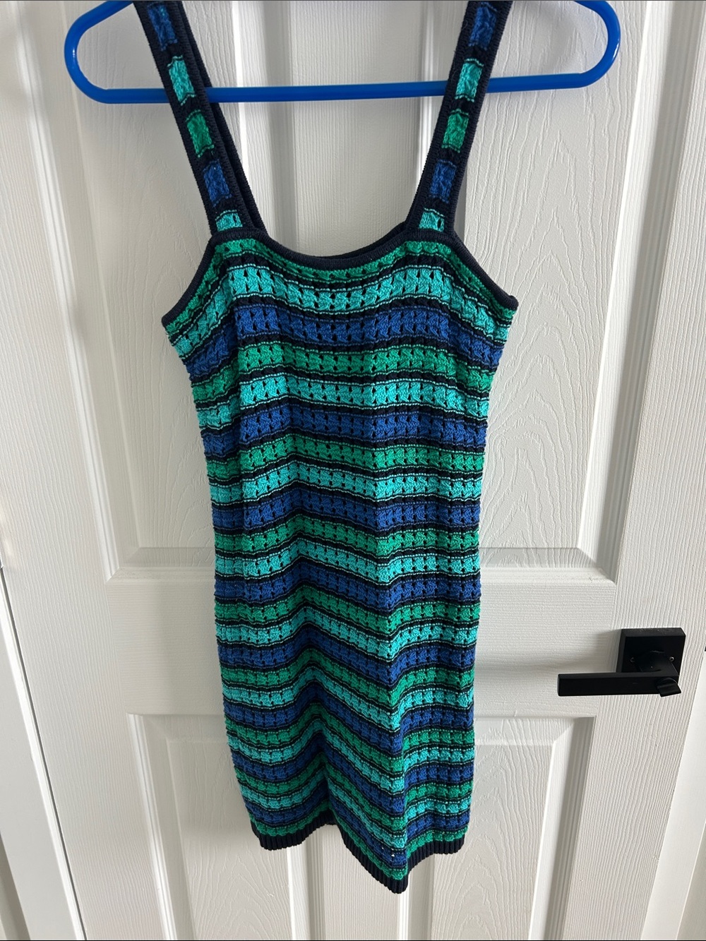 GAP Striped Crochet Tank Dress in Teal & Navy
